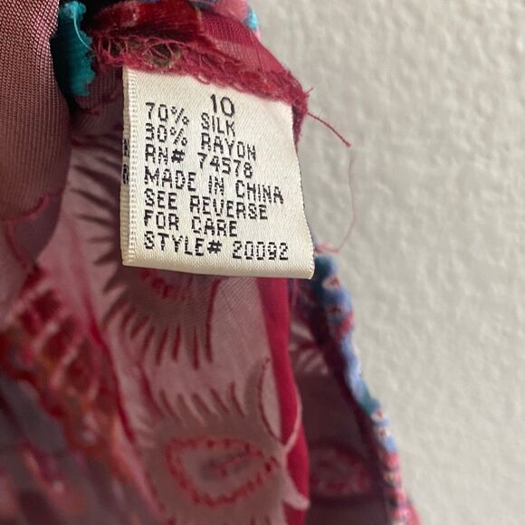 Y2K Caché Peacock Pattern Silk Beaded Halter Top - Picture 4 of 9